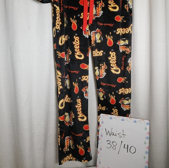 Cheetos Flamin' Hot Logos Pajama Lounge Drawstring Pockets Pants Sz L Unisex Men - Picture 3 of 8